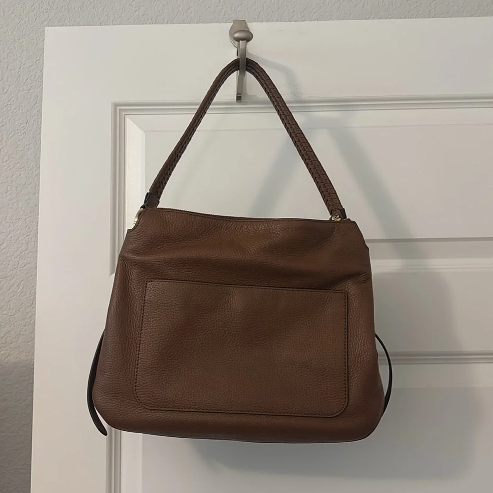 MICHAEL Michael Kors pebbled Leather Large Hobo Shoulder Bag brown gold accents - Picture 2 of 14